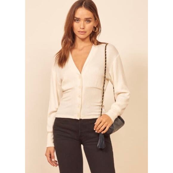 Reformation Cream Cardigan Sweater - Picture 1 of 7